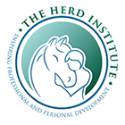 Logo of The Herd Institute featuring a stylized horse head with surrounding text.