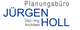 Text: "Planungsbüro JÜRGEN HOLL, Dipl.-Ing. Architekt" in Grautönen und Blau.
