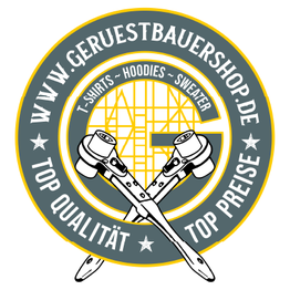 Logo mit Schrift "WWW.GERUESTBAUERSHOP.DE", gekreuzte Hämmer und "Top Qualität, Top Preise".