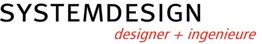 Textlogo: "SYSTEMDESIGN" in Schwarz, "designer + ingenieure" in Rot darunter.
