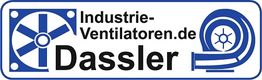 Logo mit blauem Ventilator und Text "Industrie-Ventilatoren.de Dassler".