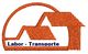 Logo mit orangem Haus und Schriftzug "Labor - Transporte".
