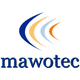 Logo mit drei gebogenen Linien und dem Wort "mawotec" in blauer Schrift darunter.