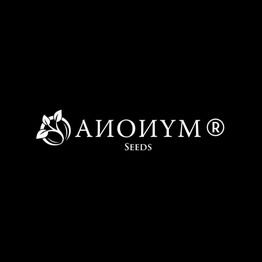 Logo "ANONYM Seeds" sur fond noir avec motif de feuille.