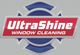 "UltraShine Window Cleaning logo with red and blue geometric design."