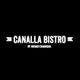 Imagen del logo de "Canalla Bistro by Ricard Camarena" sobre fondo negro.