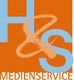 Blau-orangefarbenes Logo von H & S Medienservice mit stilisiertem Schriftzug.