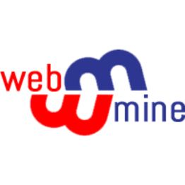 Logo with red "web," blue "mine," and interlocking red and blue "wm" letters.