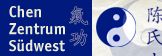 Logo des Chen Zentrum Südwest mit Yin-Yang-Symbol und chinesischer Schrift auf blauem Hintergrund.