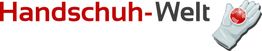 Schriftzug "Handschuh-Welt" mit Handschuh, der einen roten Globus hält.