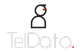 Logo van TelData met gestileerd persoon en rode stippen.