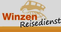 Logo: "Winzen Reisedienst" mit stilisiertem Bus und Erdkugel im Hintergrund.