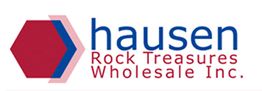 Logo of Hausen Rock Treasures Wholesale Inc. with a red hexagon design on the left.