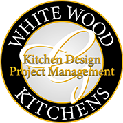 White Wood Kitchens logo with the words "Kitchen Design Project Management."