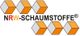 Logo mit Aufschrift "NRW-SCHAUMSTOFFE" und grauen sowie orangefarbenen Würfeln darüber und darunter.
