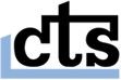 Logo mit den Buchstaben "cts" in Schwarz auf blauer Linie.