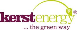 Logo "kerst energy" mit grünem Blatt und Slogan "the green way".