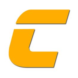 Gelbes stilisiertes "C" auf weißem Hintergrund.