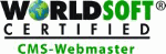 WORLD SOFT® Zertifiziertes CMS-Webmaster-Logo mit Globus im O.