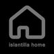 Logotipo con silueta de casa y texto "Islantilla Home" en fondo negro.