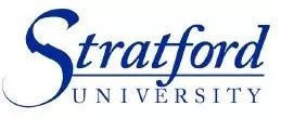 Logo of Stratford University with blue text.