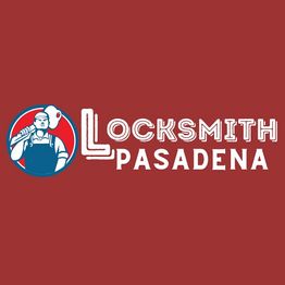 Logo of Locksmith Pasadena with a worker icon on a red background.