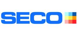 Texto "SECO" en azul con cuadrados de colores al lado derecho.