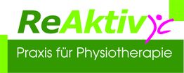 Logo der Praxis "ReAktiv" für Physiotherapie in Grün und Pink.