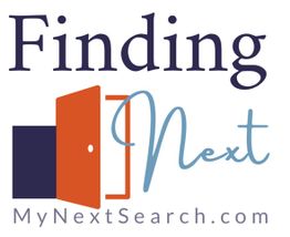 "Finding Next" logo with an open door icon and website URL MyNextSearch.com below.