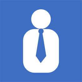 Symbol eines Anzugs mit Krawatte vor blauem Hintergrund.