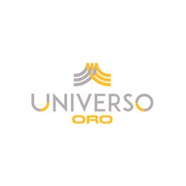 Logo con la scritta "Universo Oro" in grigio e giallo, con un simbolo stilizzato sopra le lettere.