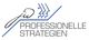 Logo mit Text "Professionelle Strategien", Abstrakte Linienkunst oben.