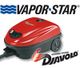 Roter Vapor-Star Dampfreiniger "Diavolo" mit schwarzen Rädern und Logo.