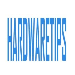Blauwe tekst "HARDWARETIPS" op een witte achtergrond.