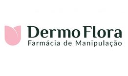 Logotipo da Dermo Flora, Farmácia de Manipulação, com um ícone rosa de pétala à esquerda.