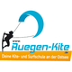 Logo von Rügen-Kite mit Kitesurfer und Text: "Deine Kite- und Surfschule an der Ostsee".