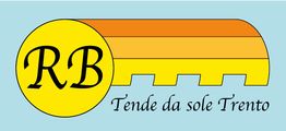 Logo di "RB Tende da sole Trento" con un tondo giallo e una tenda arancione su sfondo celeste.