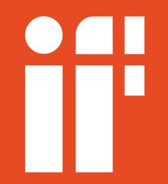 Orange-weißer Grafik mit stilisiertem "if" auf orangem Hintergrund.