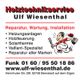 Heiztechniker-Werbung mit Leistungen, Kontakt und fröhlichem Handwerker-Comic.