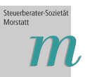 Logo der Steuerberater-Sozietät Morstatt mit stilisiertem Buchstaben "m" auf grauem Hintergrund.