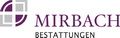 Logo von Mirbach Bestattungen mit violetten und grauen Elementen.