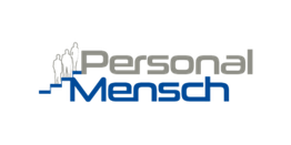 Logo mit Schriftzug "Personal Mensch" und Grafik von aufwärtsstrebenden Stufen und Figuren.