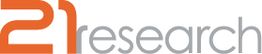 Logo mit Text "21 research" in orange und grau.