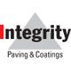 Integrity Paving & Coatings logo with a grey triangle background.