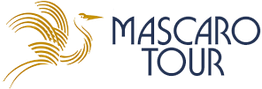 Logotipo da Mascaró Tour com pássaro estilizado em dourado.
