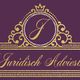 Logo van JGK Juridisch Adviesbureau, sierlijk goud op een paarse achtergrond.
