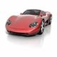 Red sports car with sleek design on a white background.