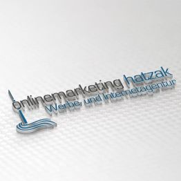 "Logo von Onlinemarketing Hatzak, Werbe- und Internetagentur, mit blau-grauem Schriftzug."