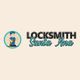 Cartoon locksmith with tools next to "Locksmith Santa Ana" text on light background.