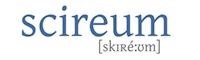 Logo mit blauem Text "scireum" und phonetischer Aussprache "[skiʁeːʊm]" darunter.